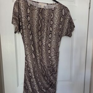 Michael Kors Brown Patterned Midi Dress